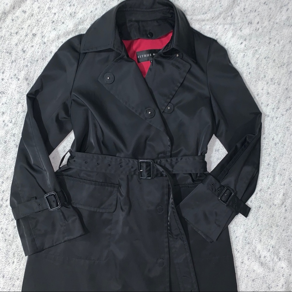 Citrus Notes Black Trench Coat